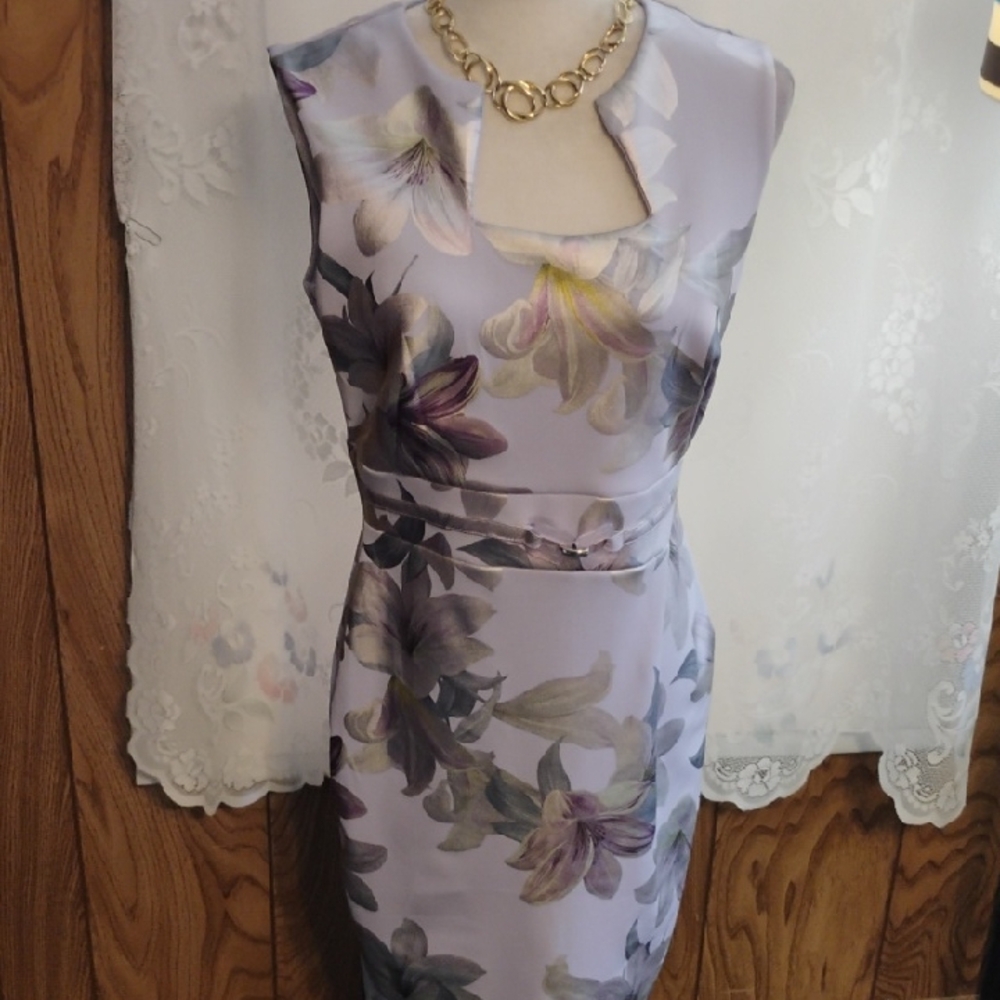 Enfocus Studio Floral Midi Dress - Lavender and Gray